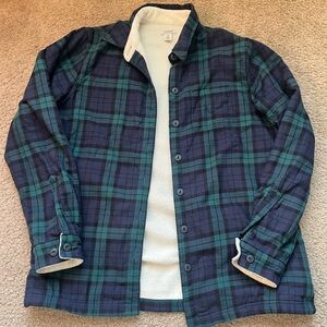 L.L. Bean Men's Plaid Shirt Jacket - Navy and Teal